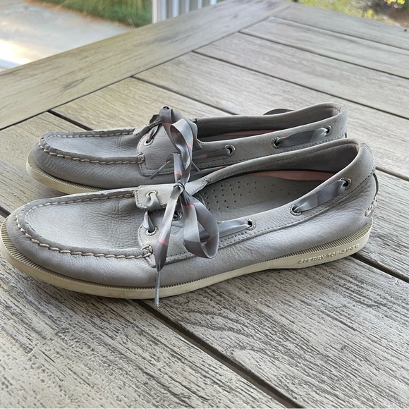 Sperry Top Sider Ribbon Lace Gray Boat Shoes Womens Size 8 - Picture 2 of 8